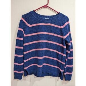 Women's blue w/pink striped crew neck cotton blend sweater by Old Navy size L